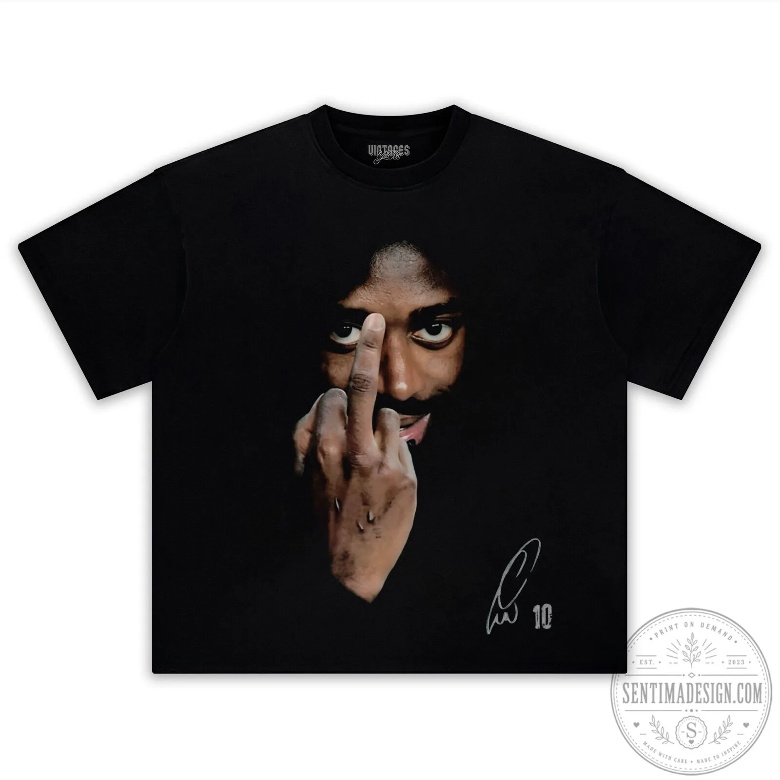 Ousmane Dembele Middle Finger Black Graphic T-Shirt