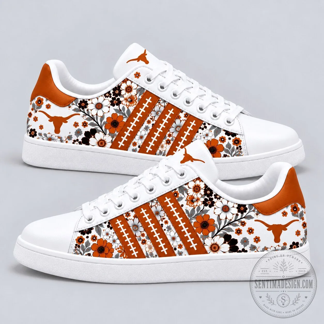 Texas Longhorns Floral Print Team Spirit Shoes 5 Texas Longhorns Floral Print Team Spirit Shoes