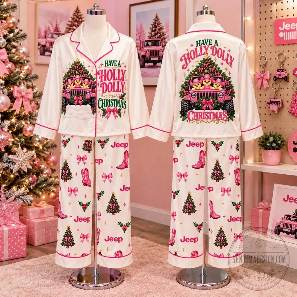 Jeep Have A Holly Dolly Christmas Pink Pajamas Set 10 Jeep Have A Holly Dolly Christmas Pink Pajamas Set