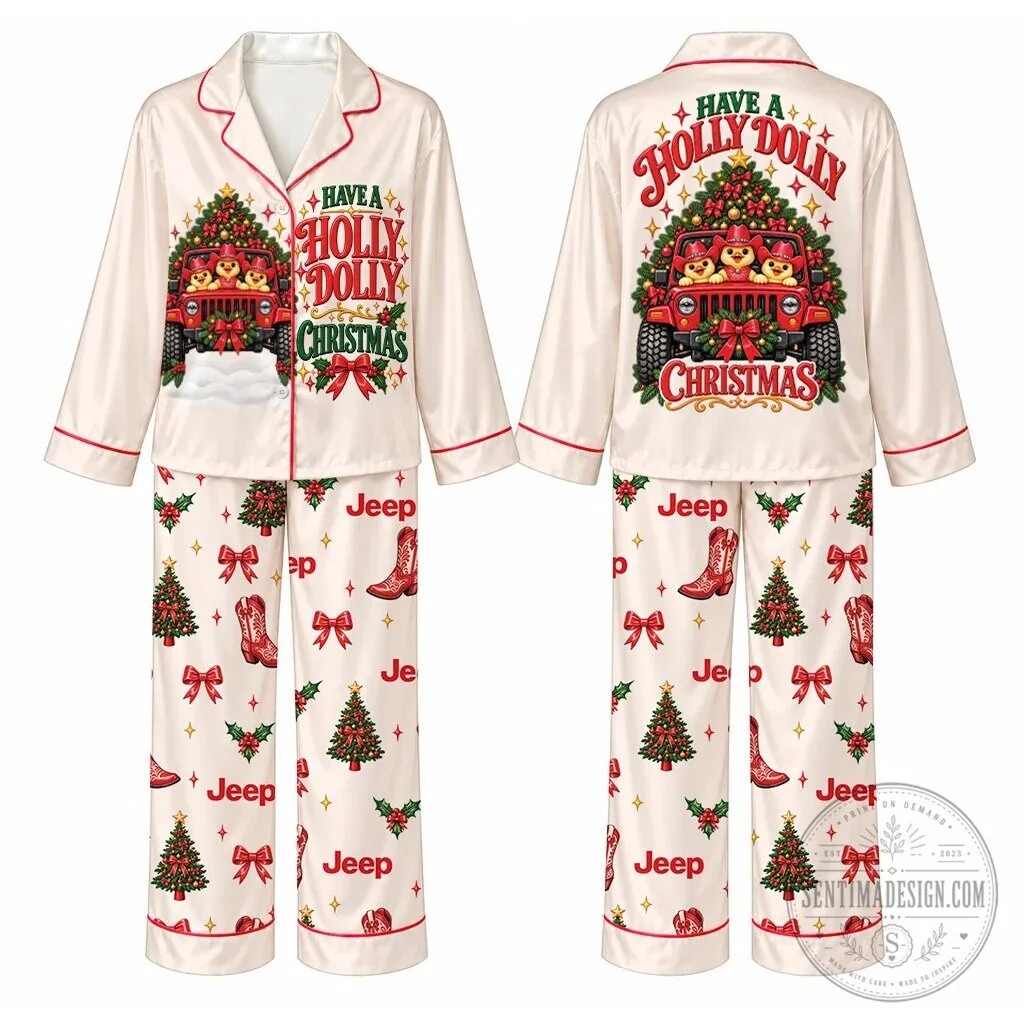 Jeep Have A Holly Dolly Christmas Pink Pajamas Set 12 Jeep Have A Holly Dolly Christmas Pink Pajamas Set