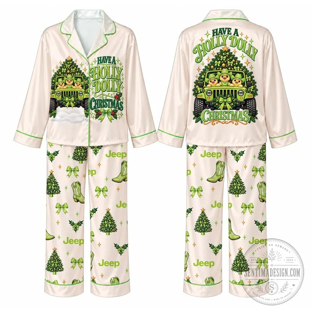 Jeep Have A Holly Dolly Christmas Pink Pajamas Set 13 Jeep Have A Holly Dolly Christmas Pink Pajamas Set