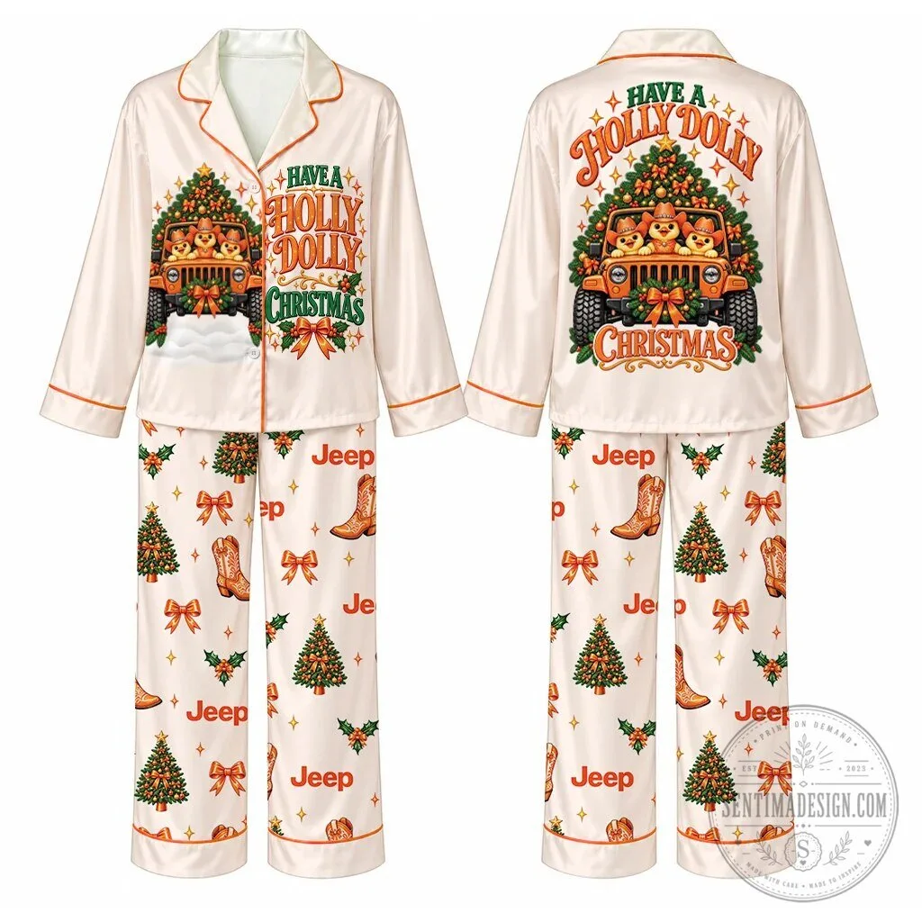 Jeep Have A Holly Dolly Christmas Pink Pajamas Set 14 Jeep Have A Holly Dolly Christmas Pink Pajamas Set