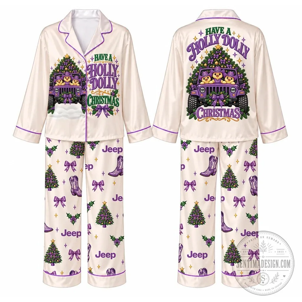Jeep Have A Holly Dolly Christmas Pink Pajamas Set 15 Jeep Have A Holly Dolly Christmas Pink Pajamas Set