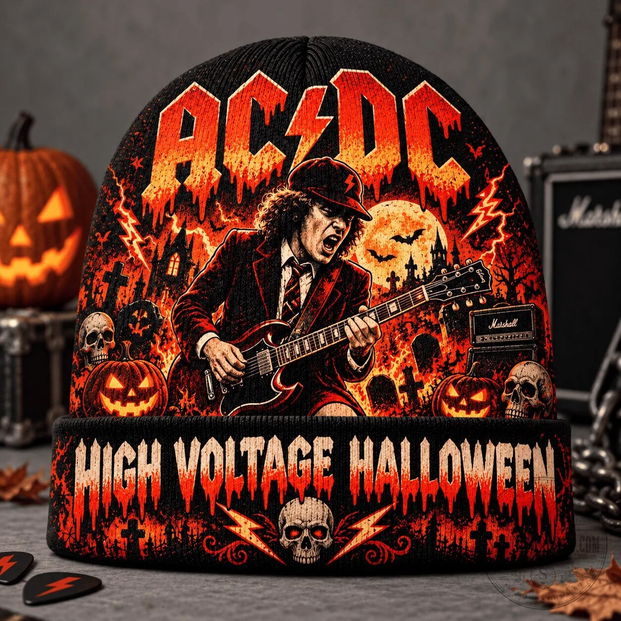 AC/DC High Voltage Halloween Angus Young Beanie Hat