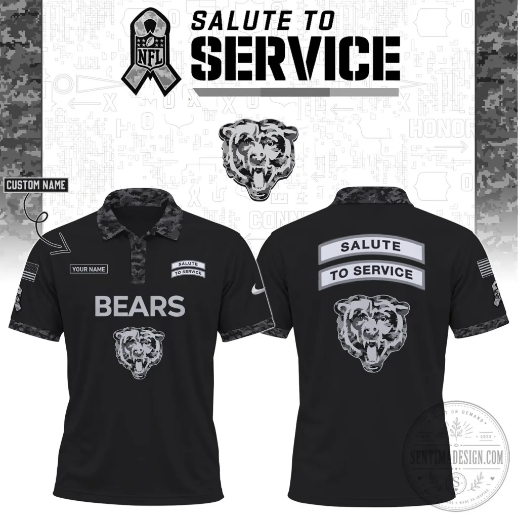 Chicago Bears Salute To Service Black Digital Camo Polo Shirt Chicago Bears Salute To Service Black Digital Camo Polo Shirt