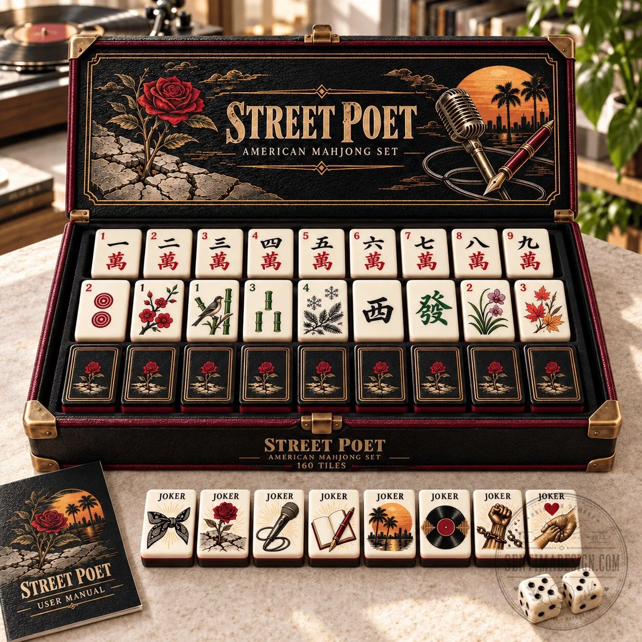 Street Poet American Mahjong Game Set with 160 Tiles 1 Street Poet American Mahjong Game Set with 160 Tiles