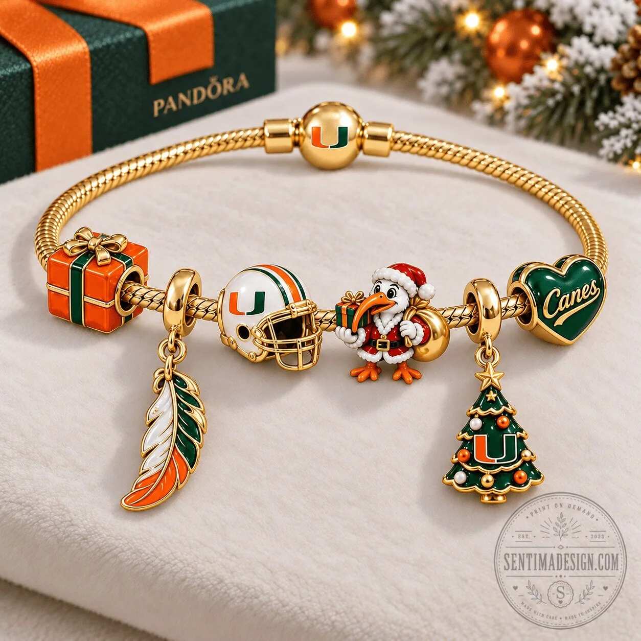 University of Miami Hurricanes Gold Charm Bracelet Set Christmas Edition 1 University of Miami Hurricanes Gold Charm Bracelet Set Christmas Edition