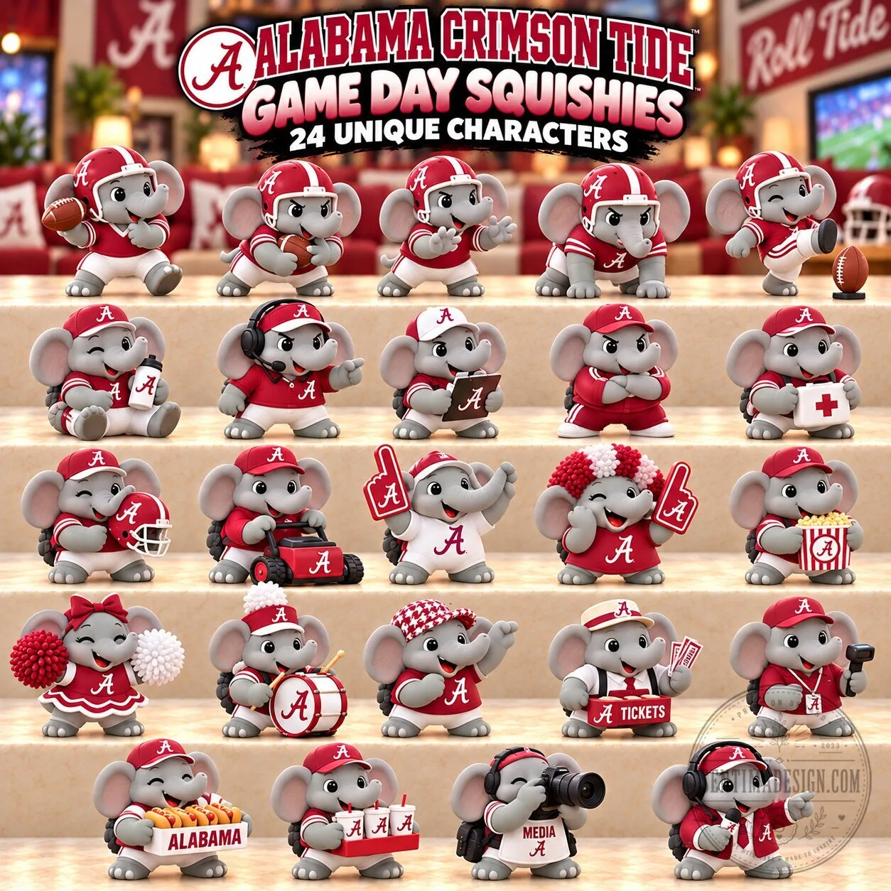 Alabama Crimson Tide Game Day Squishies Collectible Figurine Set
