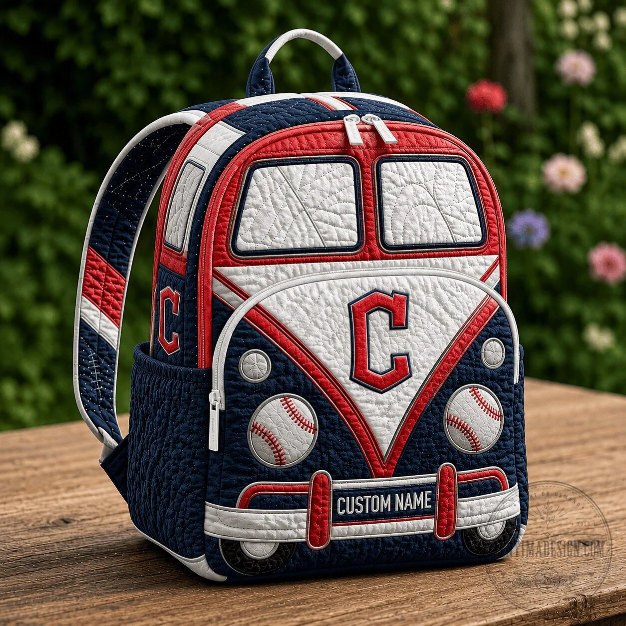 Cleveland Guardians Personalized Hippie Van Quilted Backpack Bag