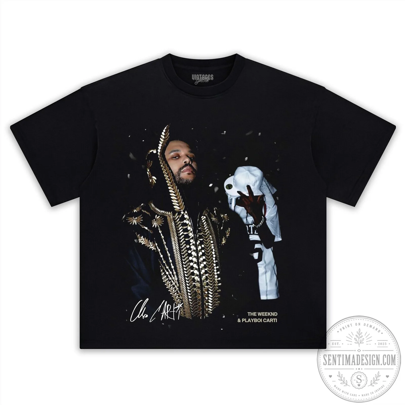 Playboi Carti and The Weeknd 2025 Concert Tour Black T-Shirt