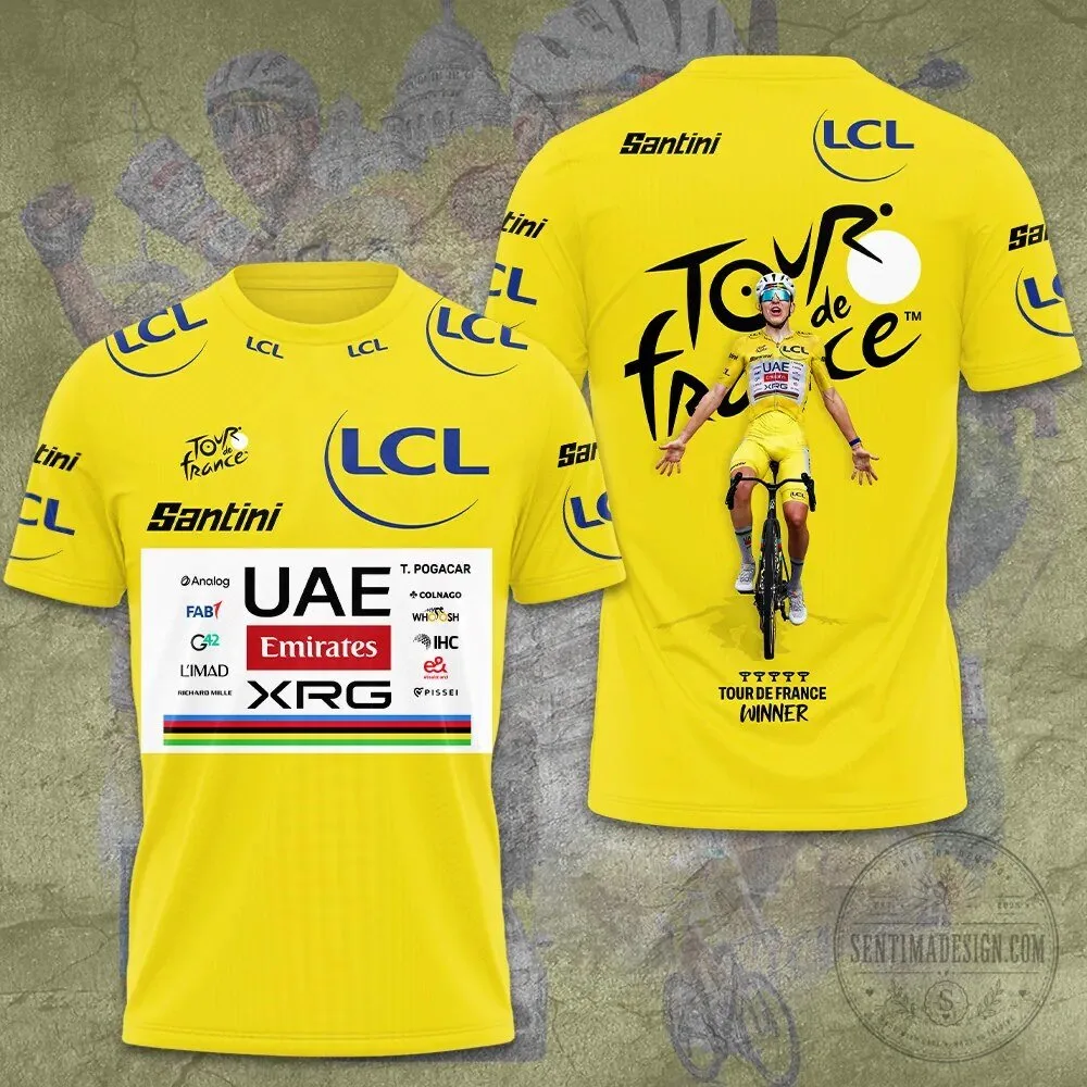 T-Shirt for Cycling Fans Honoring Tadej Pogacar's Tour de France Championship