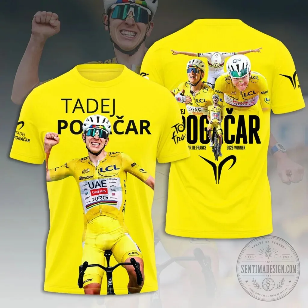 Cycling Tee for Fans of Tadej Pogacar, Tour de France Champion