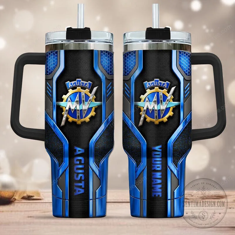 MV Agusta Motorcycle Logo Blue Black Insulated Stainless Steel Tumbler 2 MV Agusta Motorcycle Logo Blue Black Insulated Stainless Steel Tumbler