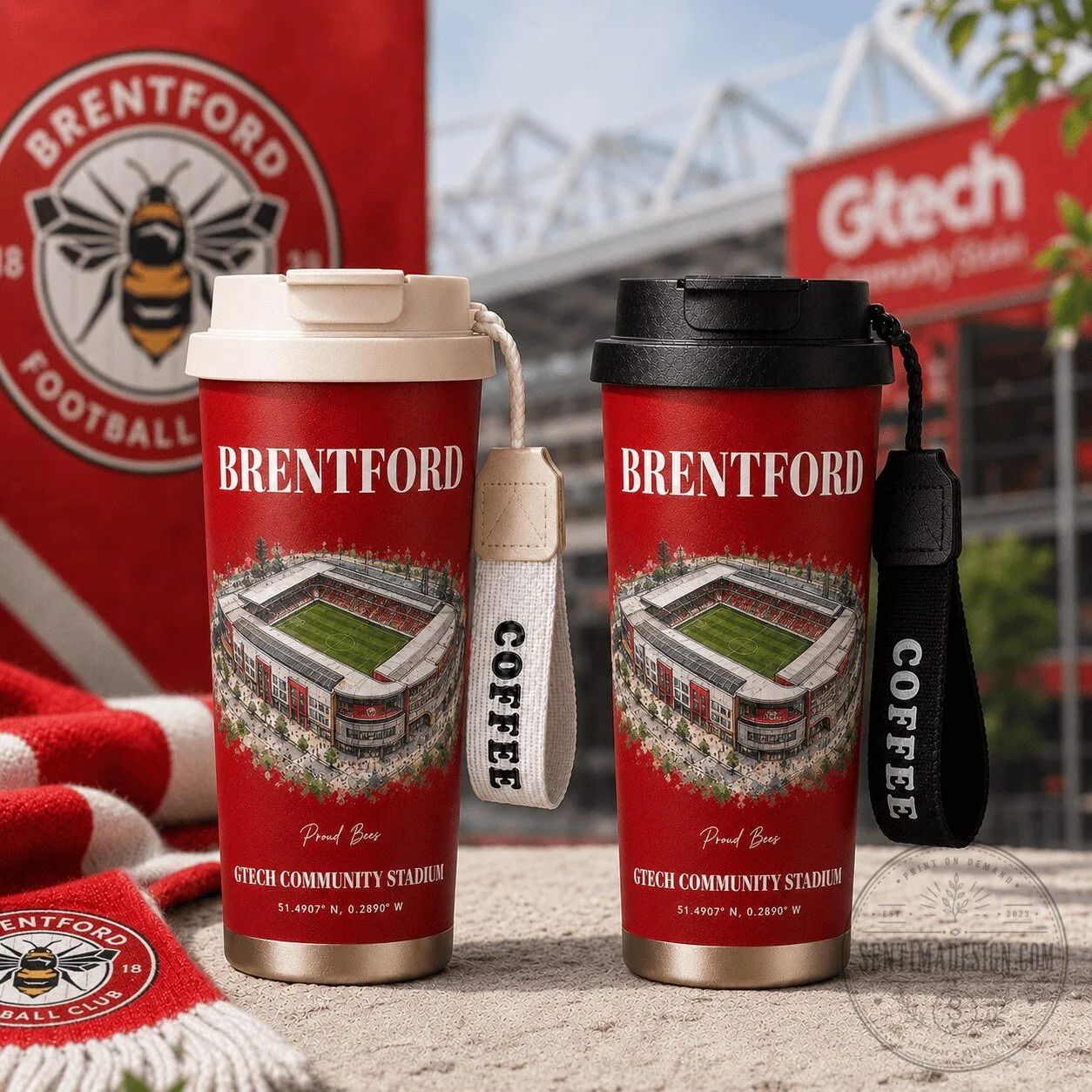 Brentford Football Club Gtech Community Stadium Insulated Coffee Tumbler