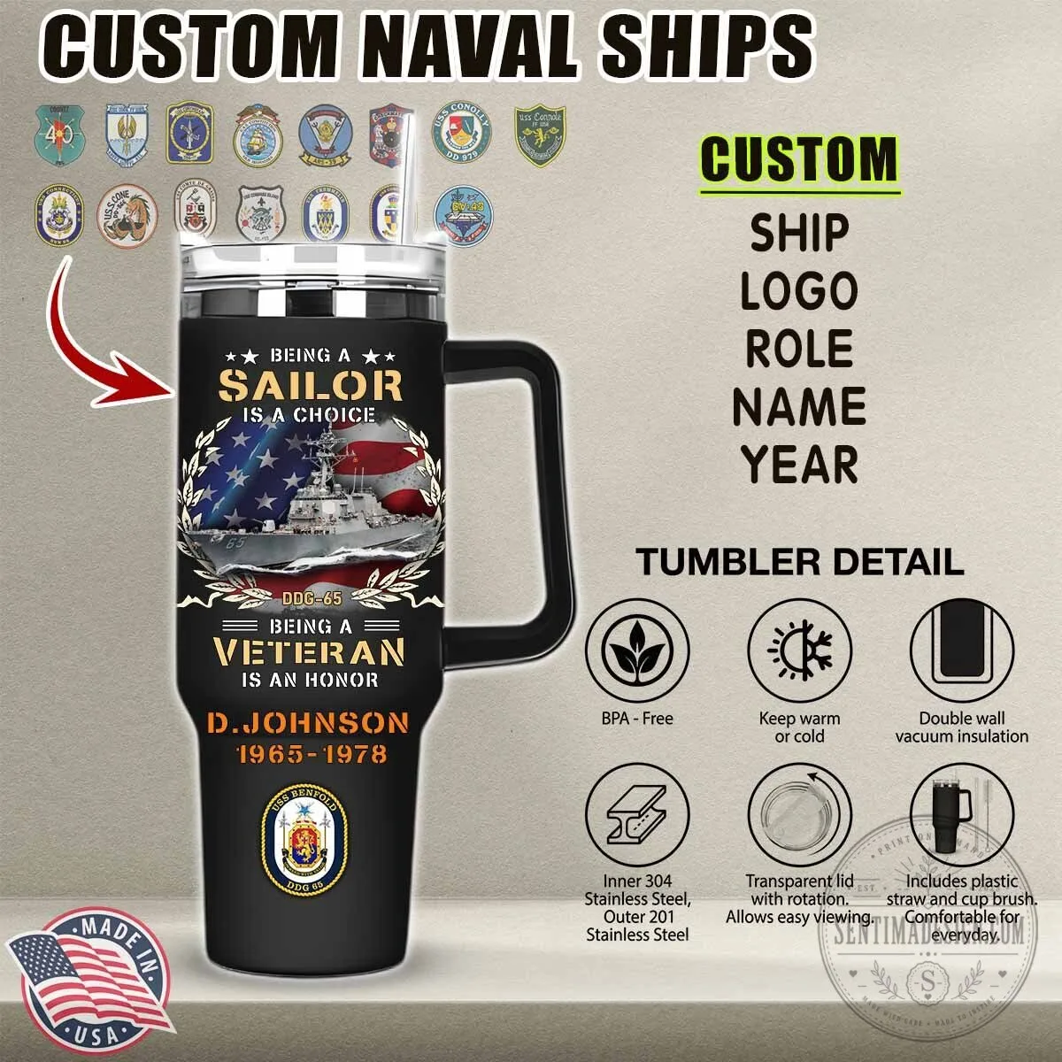 Custom United States Naval Ships Sailor Veteran Stainless Steel Insulated Tumbler 1 Custom United States Naval Ships Sailor Veteran Stainless Steel Insulated Tumbler