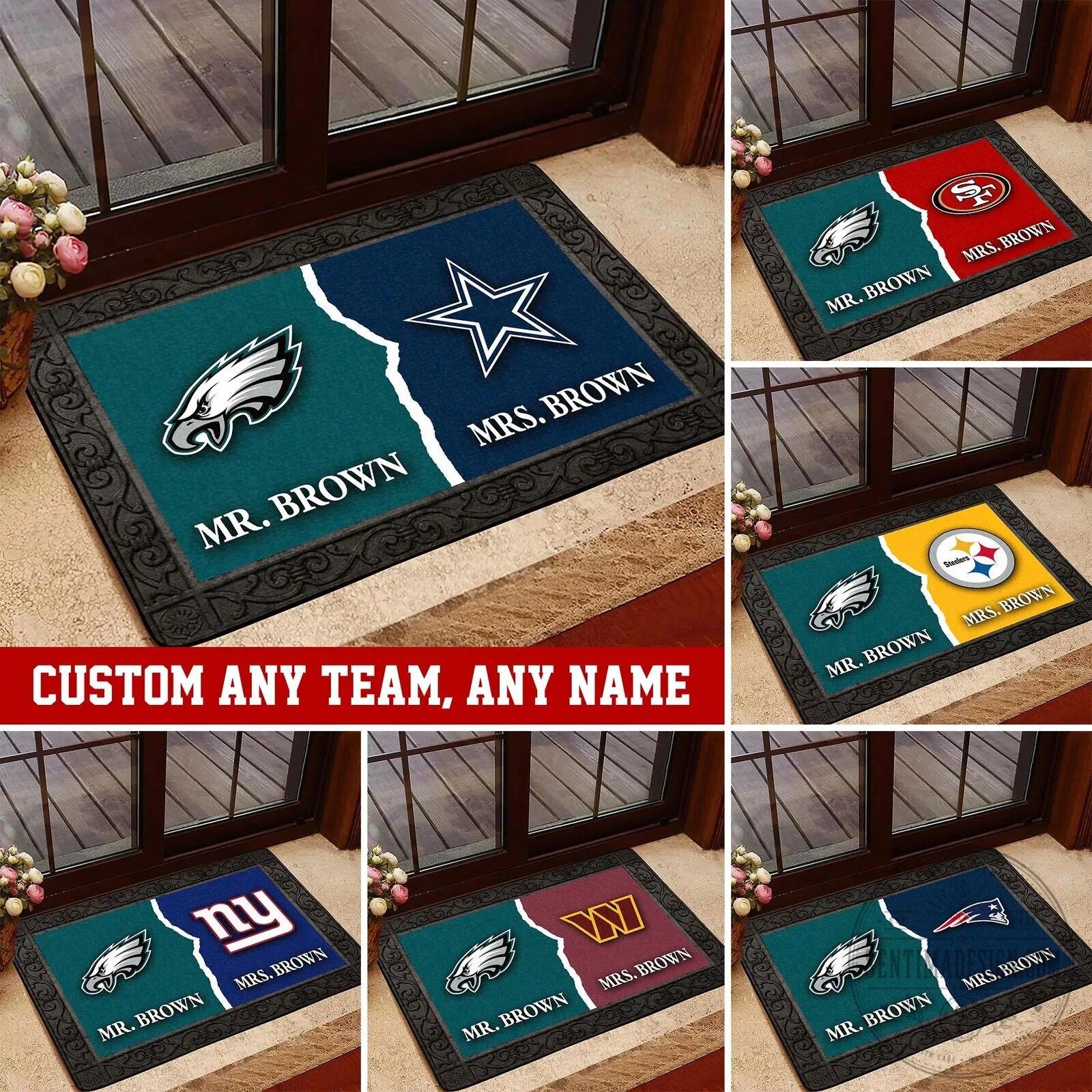 Personalized National Football League House Divided Welcome Mat Custom Football Fan Doormat 1 Personalized National Football League House Divided Welcome Mat Custom Football Fan Doormat