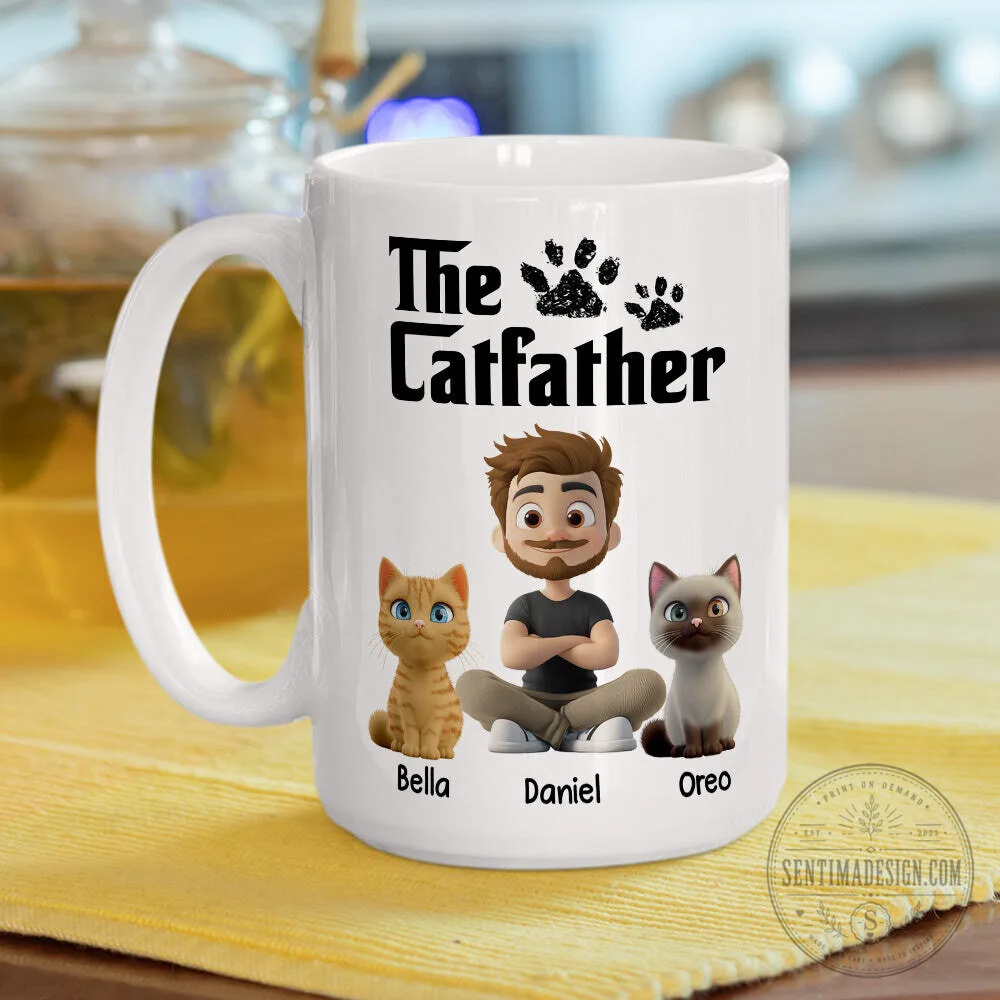 The Catfather Personalized Coffee Mug with Custom Pet and Owner Portrait 14 The Catfather Personalized Coffee Mug with Custom Pet and Owner Portrait