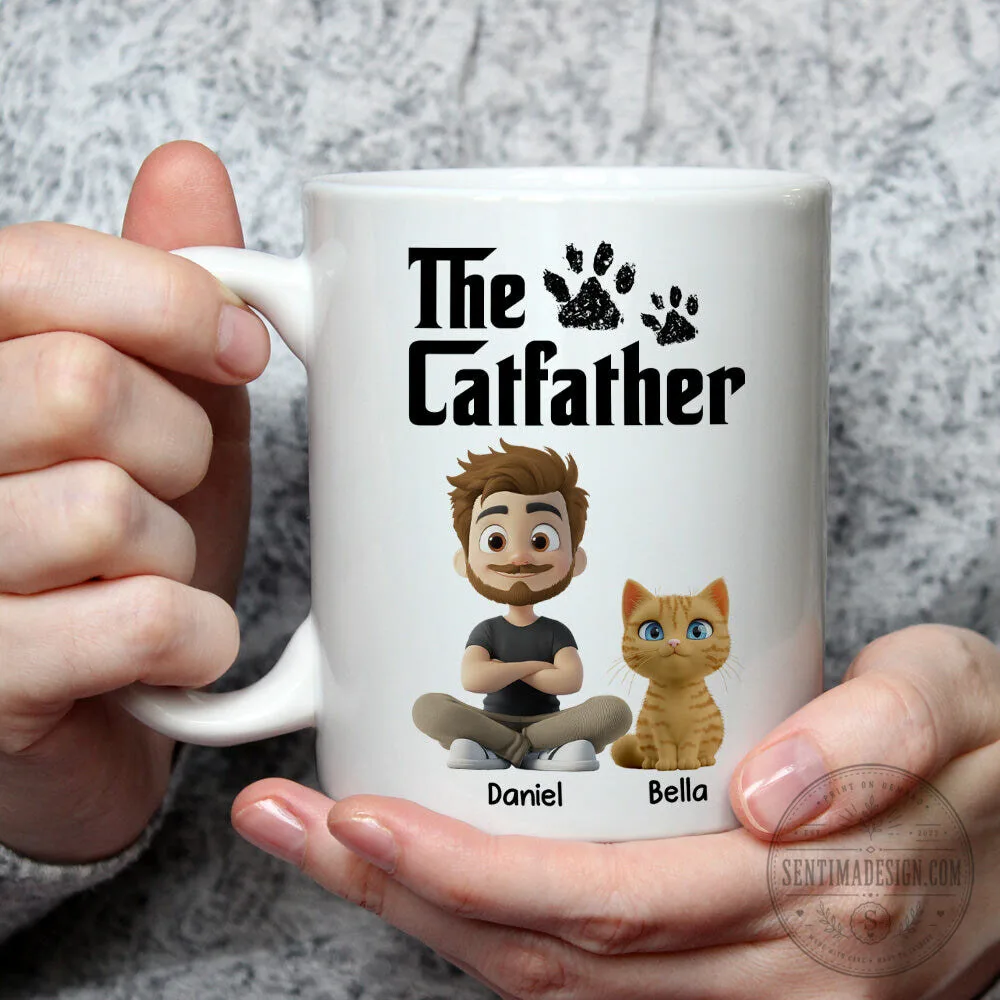 The Catfather Personalized Coffee Mug with Custom Pet and Owner Portrait 15 The Catfather Personalized Coffee Mug with Custom Pet and Owner Portrait