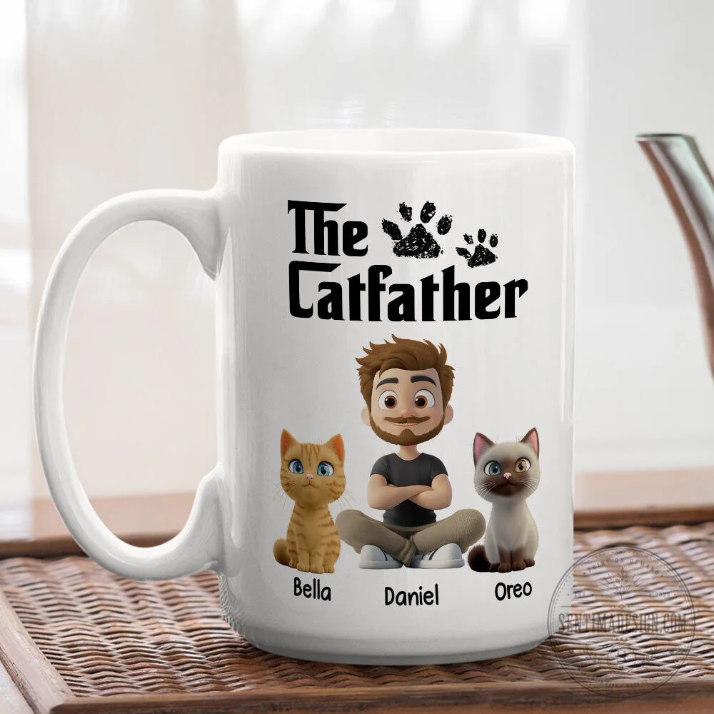 The Catfather Personalized Coffee Mug with Custom Pet and Owner Portrait 16 The Catfather Personalized Coffee Mug with Custom Pet and Owner Portrait
