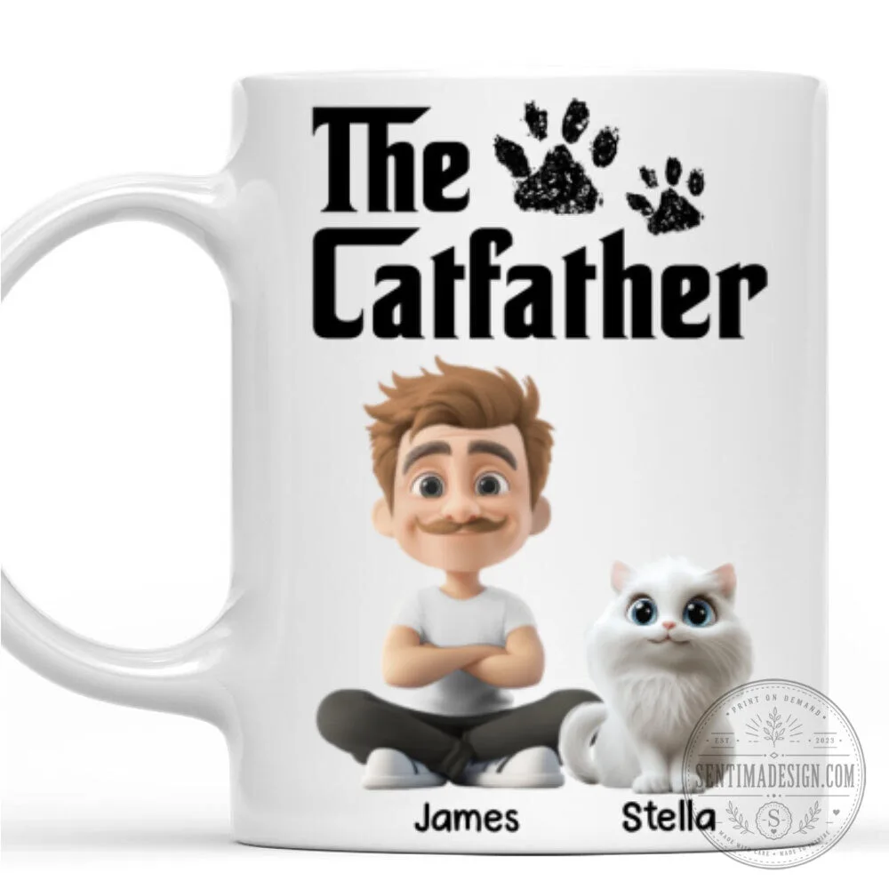 The Catfather Personalized Coffee Mug with Custom Pet and Owner Portrait 19 The Catfather Personalized Coffee Mug with Custom Pet and Owner Portrait