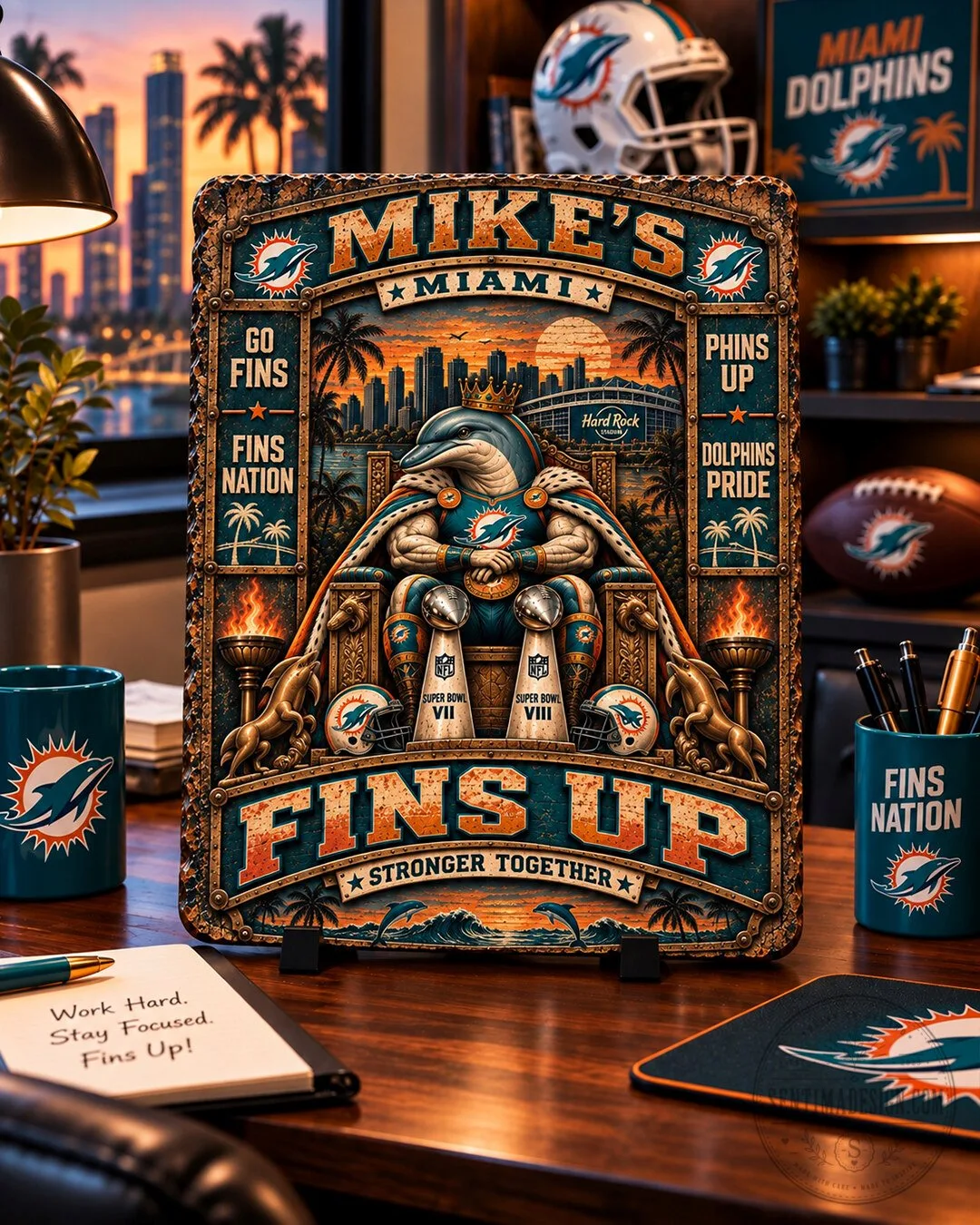 Miami Dolphins Fins Up King Dolphin Hard Rock Stadium Wall Art Plaque 5 Miami Dolphins Fins Up King Dolphin Hard Rock Stadium Wall Art Plaque