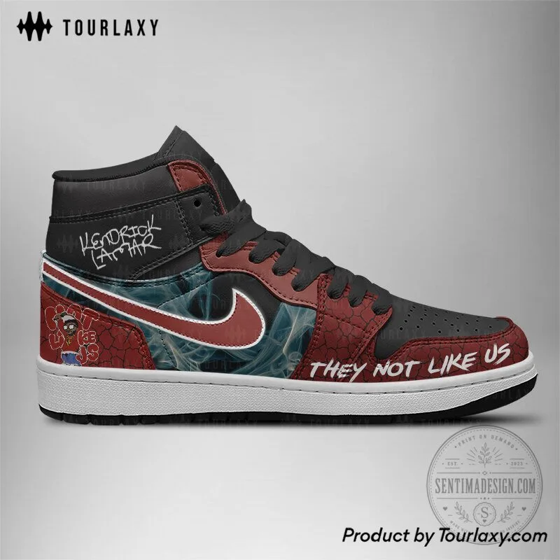 Kendrick Lamar They Not Like Us Red and Black High Top Shoes 9 Kendrick Lamar They Not Like Us Red and Black High Top Shoes