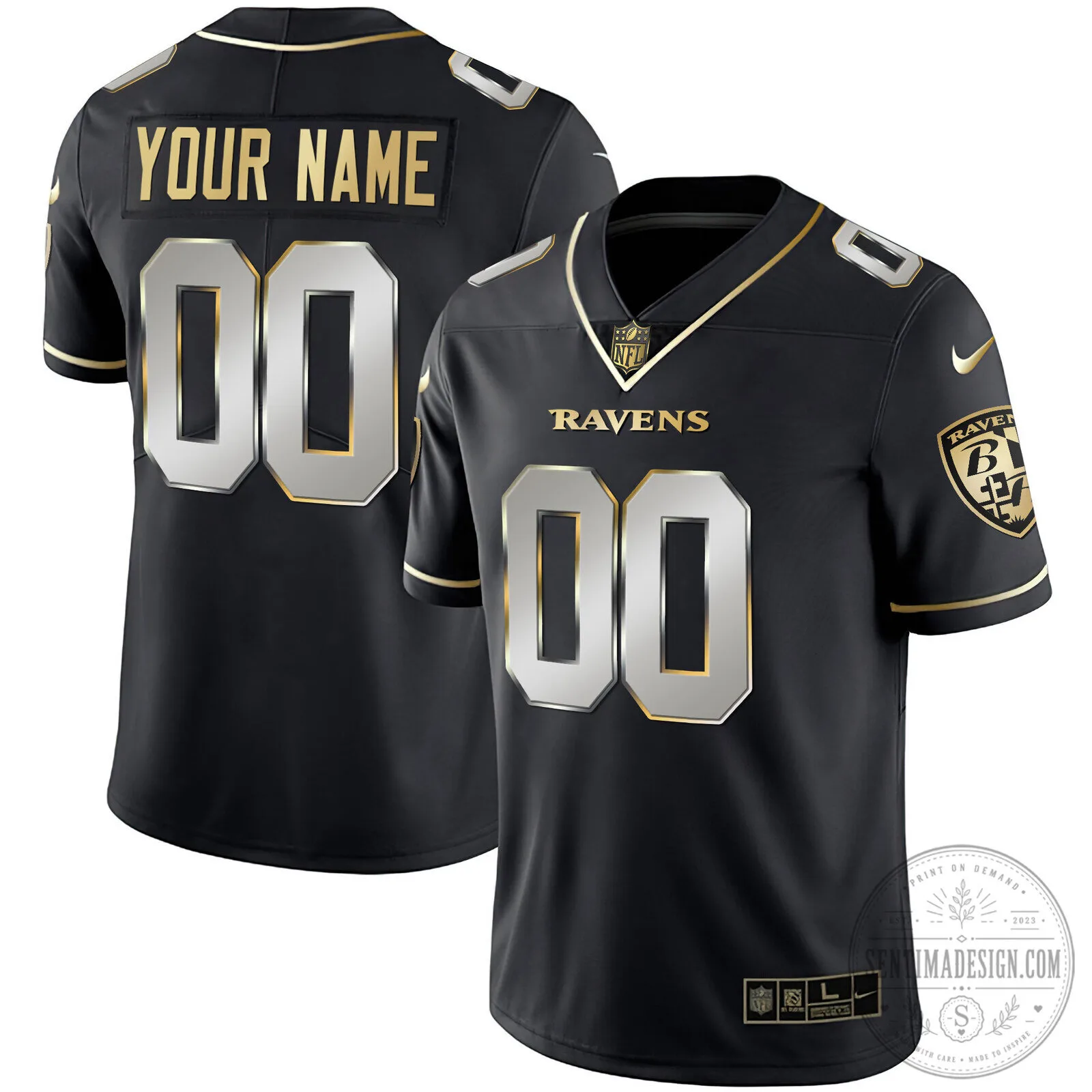 Baltimore Ravens Black Vapor Gold Custom Name and Number Football Jersey 2 Baltimore Ravens Black Vapor Gold Custom Name and Number Football Jersey