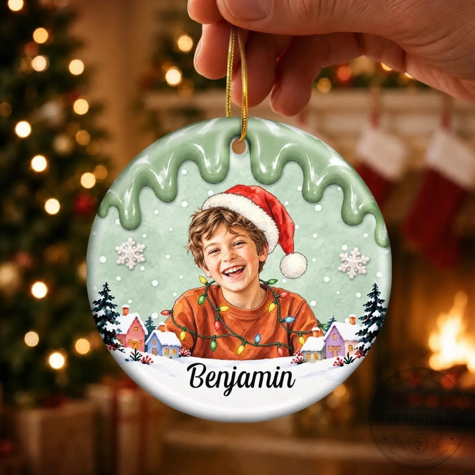 Personalized Kids Christmas Photo Ornament Custom Name Holiday Gift 12 Personalized Kids Christmas Photo Ornament Custom Name Holiday Gift