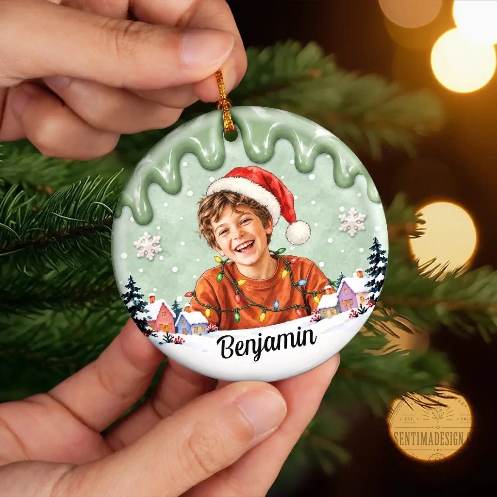 Personalized Kids Christmas Photo Ornament Custom Name Holiday Gift 14 Personalized Kids Christmas Photo Ornament Custom Name Holiday Gift
