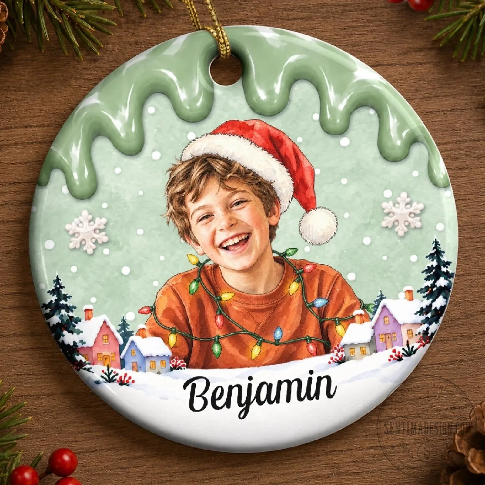 Personalized Kids Christmas Photo Ornament Custom Name Holiday Gift 15 Personalized Kids Christmas Photo Ornament Custom Name Holiday Gift