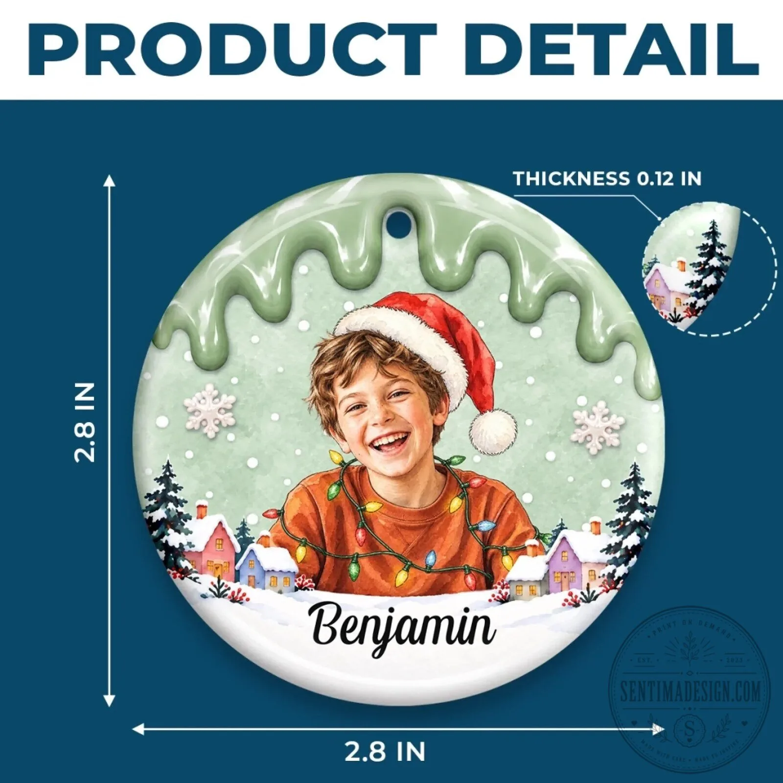 Personalized Kids Christmas Photo Ornament Custom Name Holiday Gift 16 Personalized Kids Christmas Photo Ornament Custom Name Holiday Gift