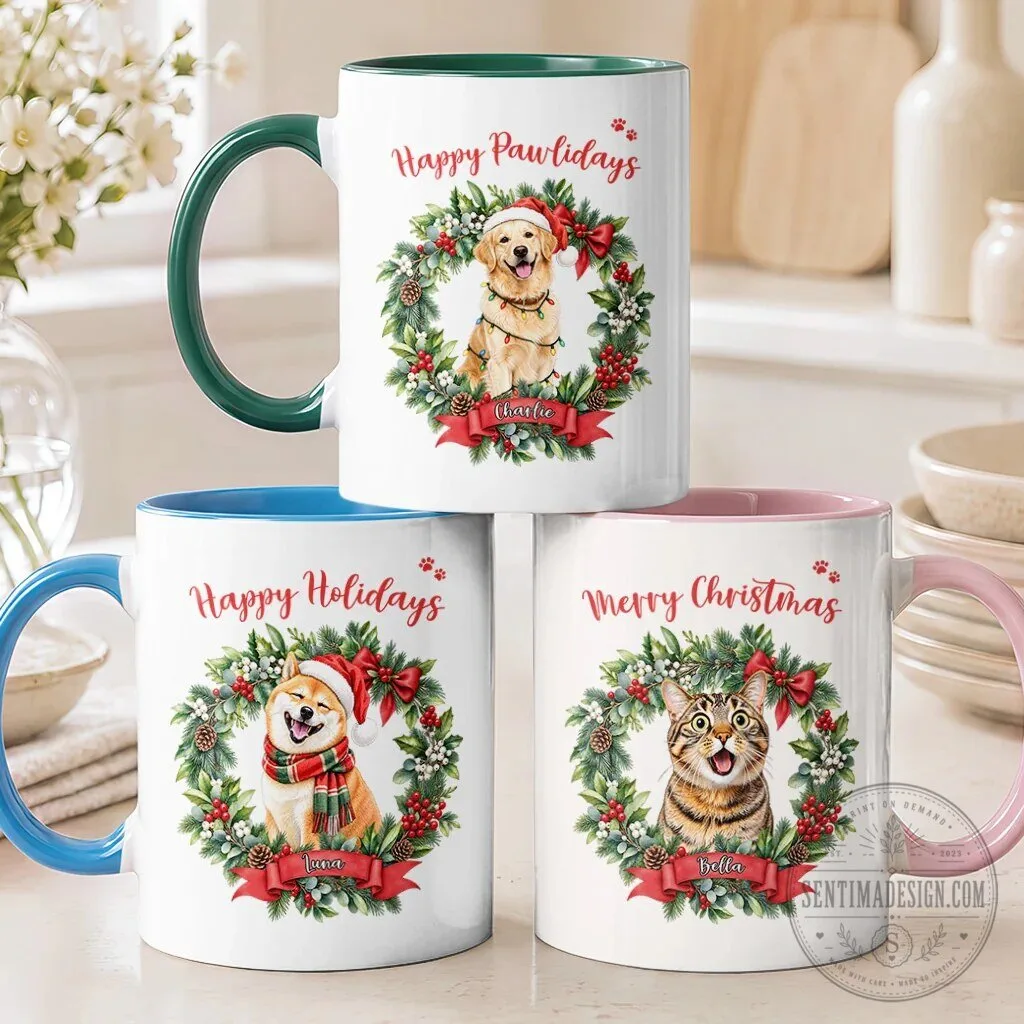 Personalized Happy Pawlidays Christmas Pet Photo Mug for Dog and Cat Lovers 11 Personalized Happy Pawlidays Christmas Pet Photo Mug for Dog and Cat Lovers