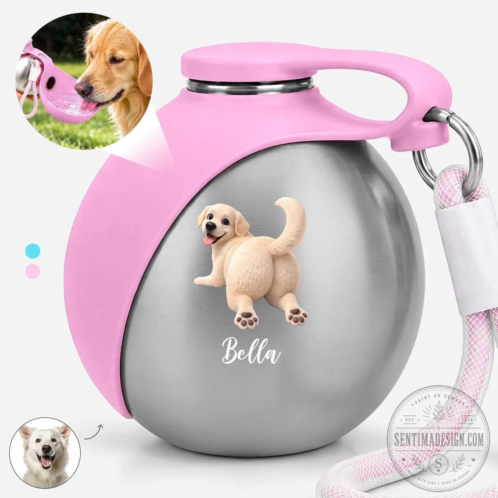 Personalized Golden Retriever Dog Pet Photo Water Bottle