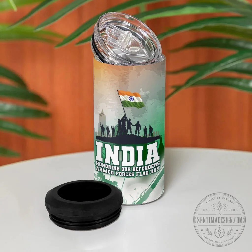 India Armed Forces Flag Day Honoring Our Defenders Can Cooler Tumbler 12 India Armed Forces Flag Day Honoring Our Defenders Can Cooler Tumbler