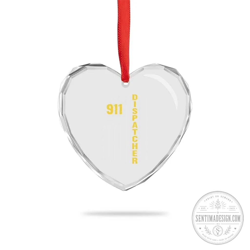 Patriotic 911 Dispatcher American Flag Heart Crystal Glass Ornament 10 Patriotic 911 Dispatcher American Flag Heart Crystal Glass Ornament