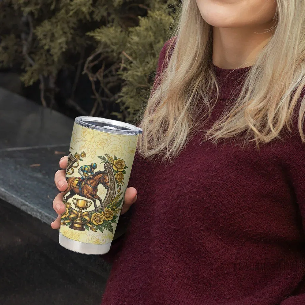 Melbourne Horse Racing Yellow Rose Floral Horseshoe Tumbler Cup 11 Melbourne Horse Racing Yellow Rose Floral Horseshoe Tumbler Cup