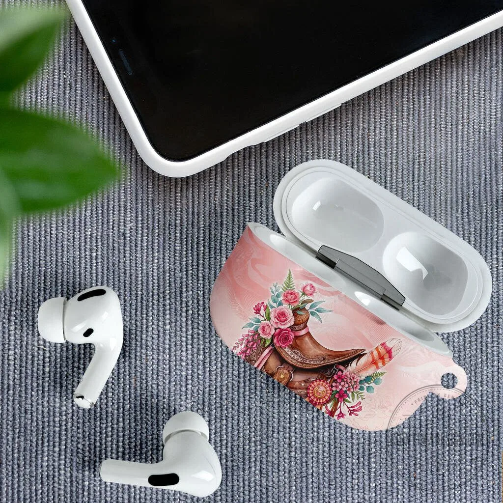 Pink Rose Floral Horse Saddle Design AirPods Case with Waxflower Flowers 13 Pink Rose Floral Horse Saddle Design AirPods Case with Waxflower Flowers