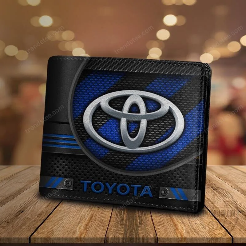 Toyota Car Logo Blue and Black Design Bi-Fold Wallet for Men