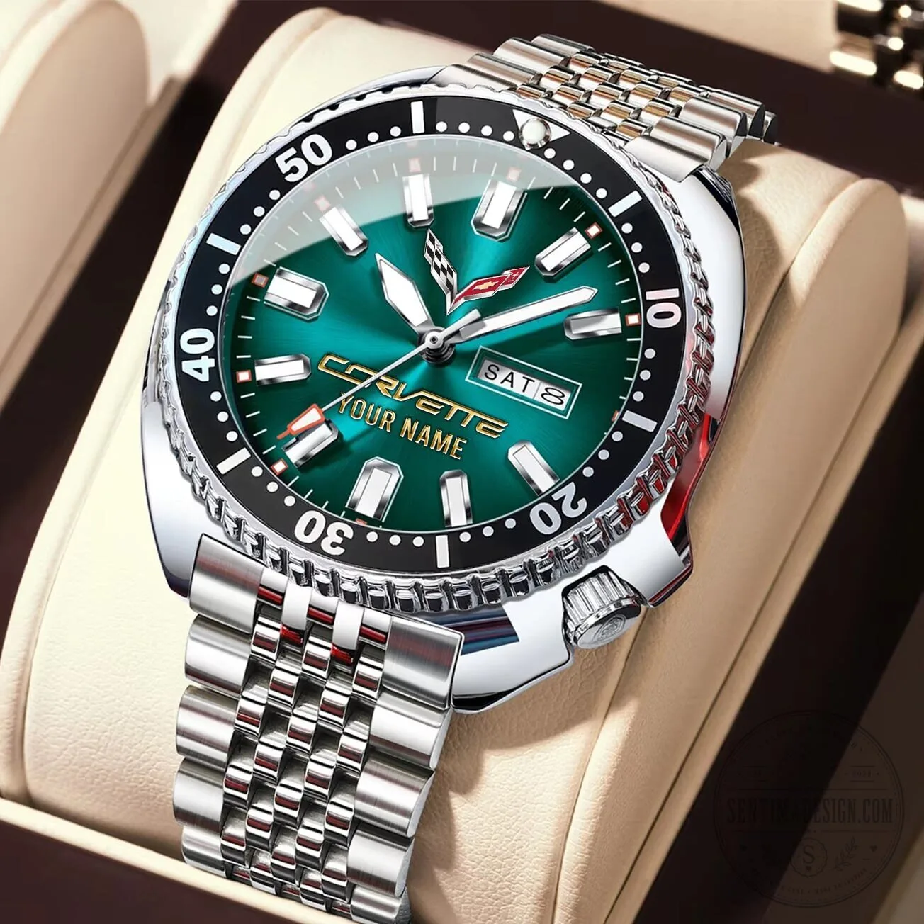 Corvette Custom Name Elegant Design Stainless Steel Watch