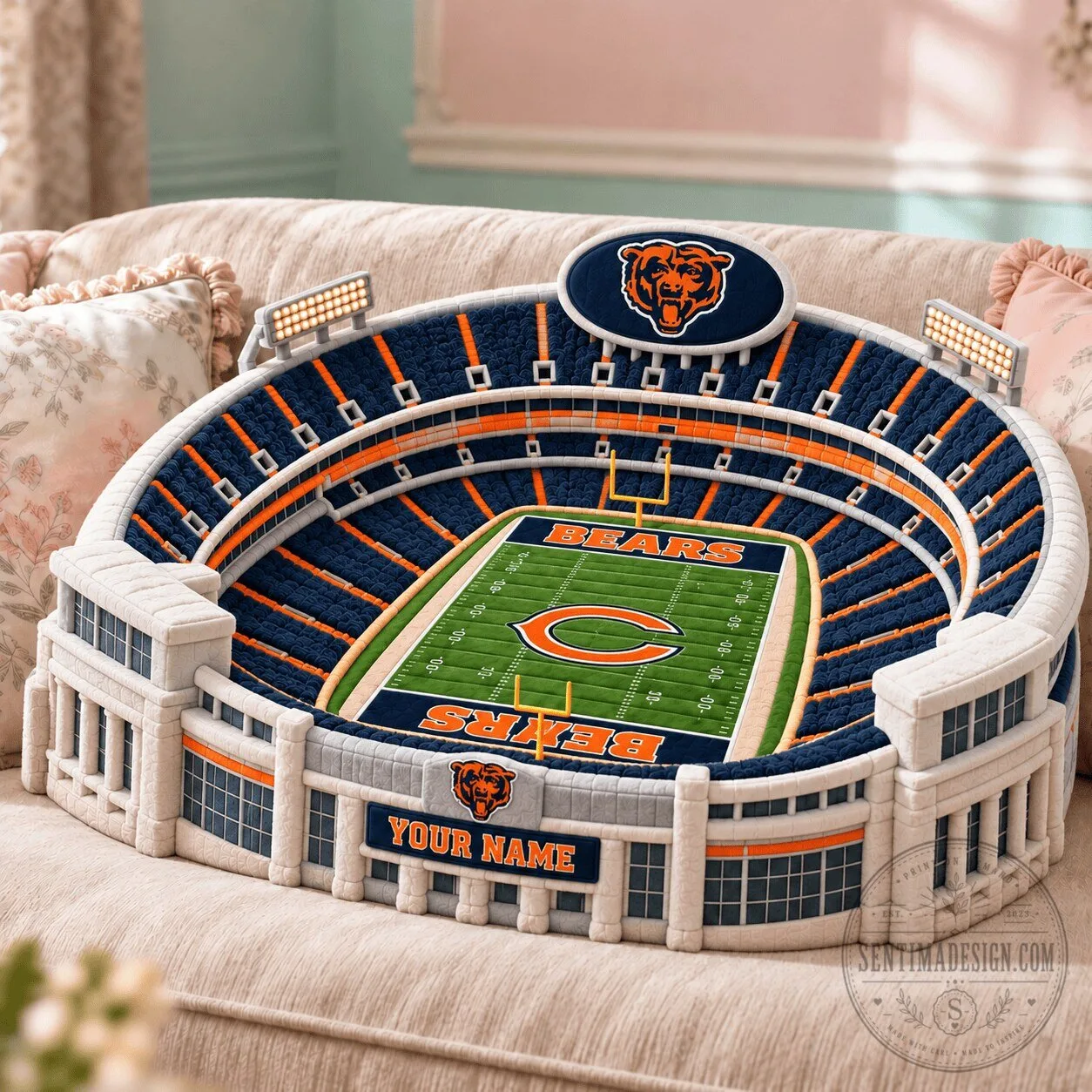 Chicago Bears NFL Soldier Field Stadium Shaped Decorative Pillow