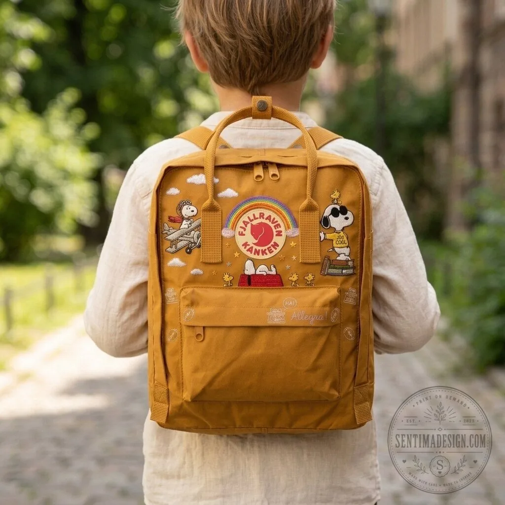 Snoopy and Woodstock Fjallraven Kanken Hand-Embroidered Backpack 9 Snoopy and Woodstock Fjallraven Kanken Hand-Embroidered Backpack