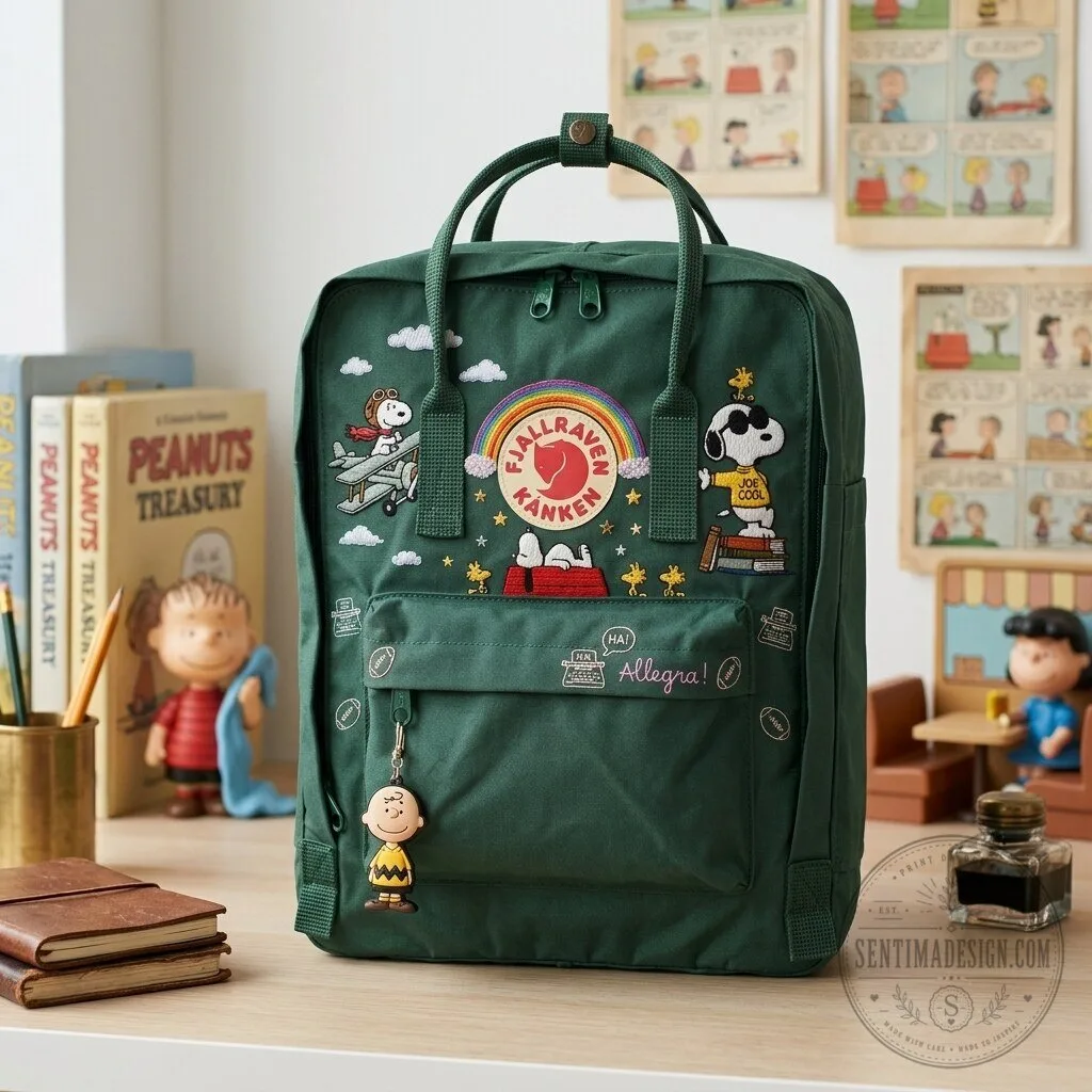 Snoopy and Woodstock Fjallraven Kanken Hand-Embroidered Backpack 10 Snoopy and Woodstock Fjallraven Kanken Hand-Embroidered Backpack