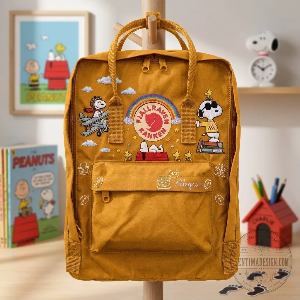 Snoopy and Woodstock Fjallraven Kanken Hand-Embroidered Backpack 11 Snoopy and Woodstock Fjallraven Kanken Hand-Embroidered Backpack