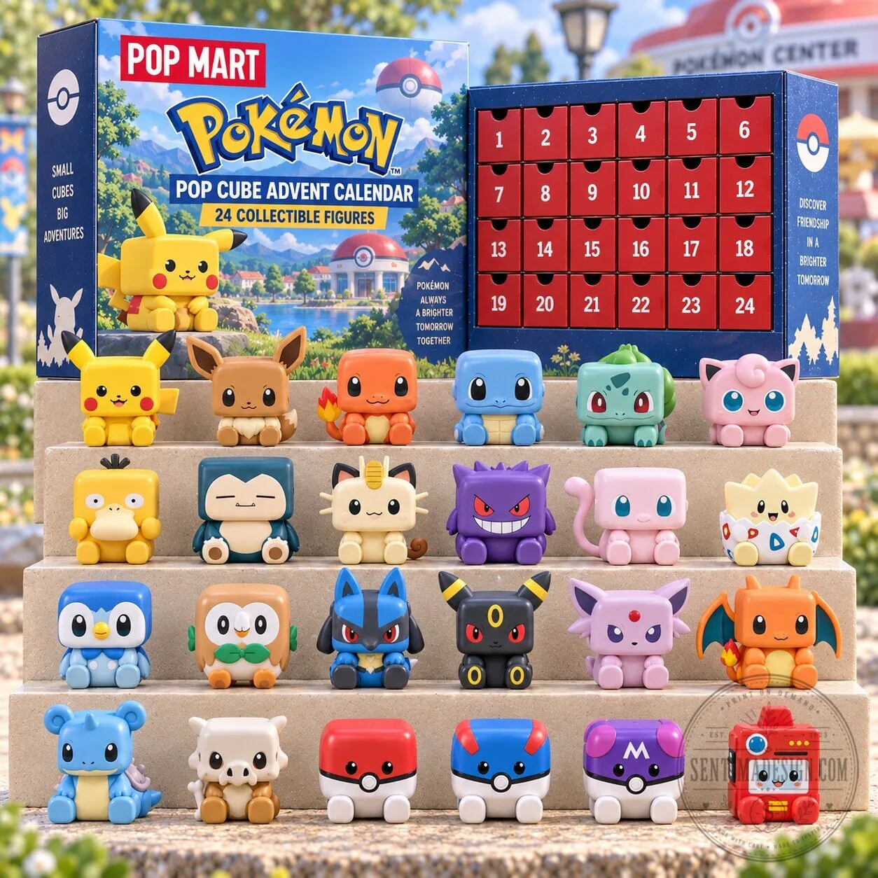Pokemon Pop Cube Advent Calendar 24 Collectible Figures Blind Box Set