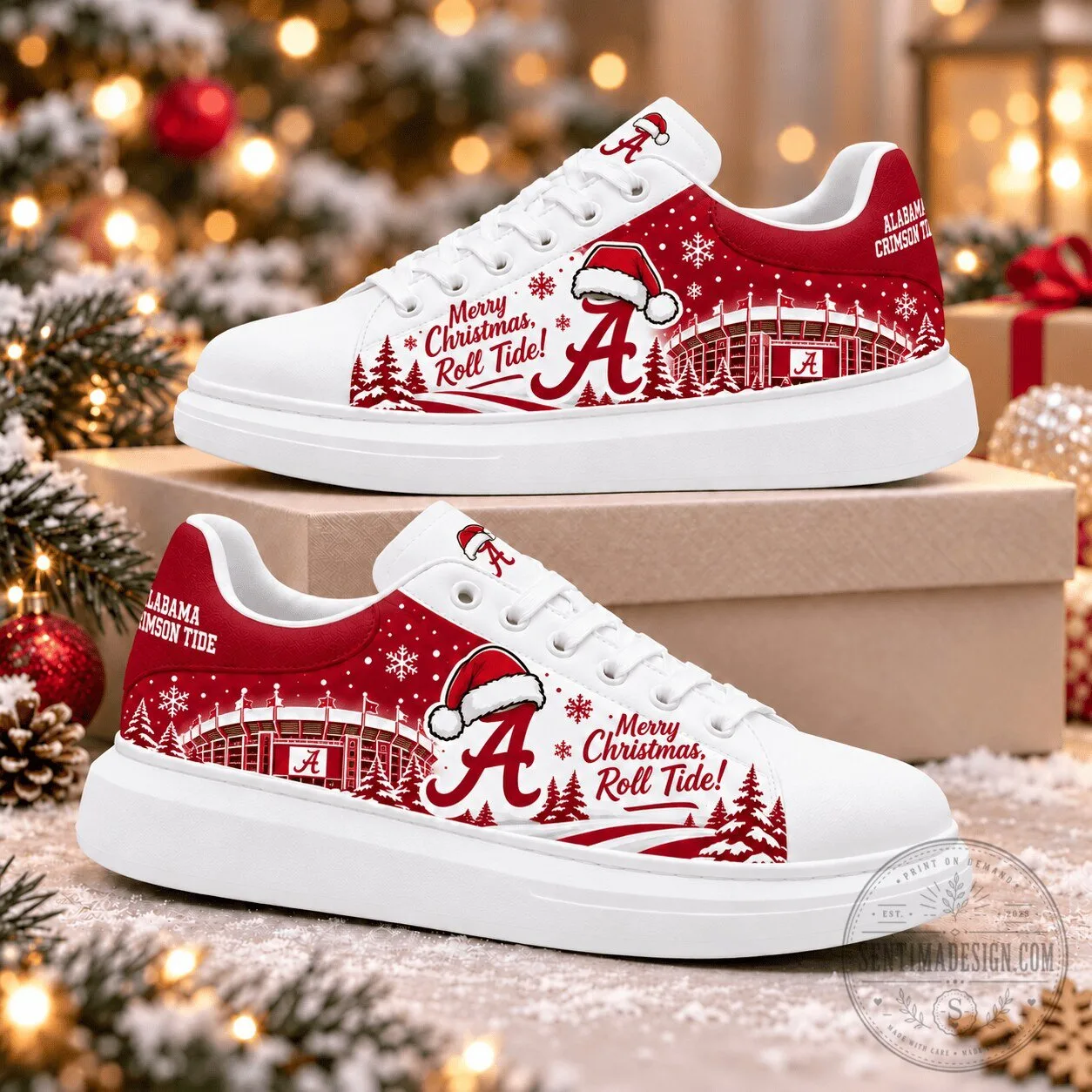 Alabama Crimson Tide Merry Christmas Roll Tide Football Fan Shoes 5 Alabama Crimson Tide Merry Christmas Roll Tide Football Fan Shoes