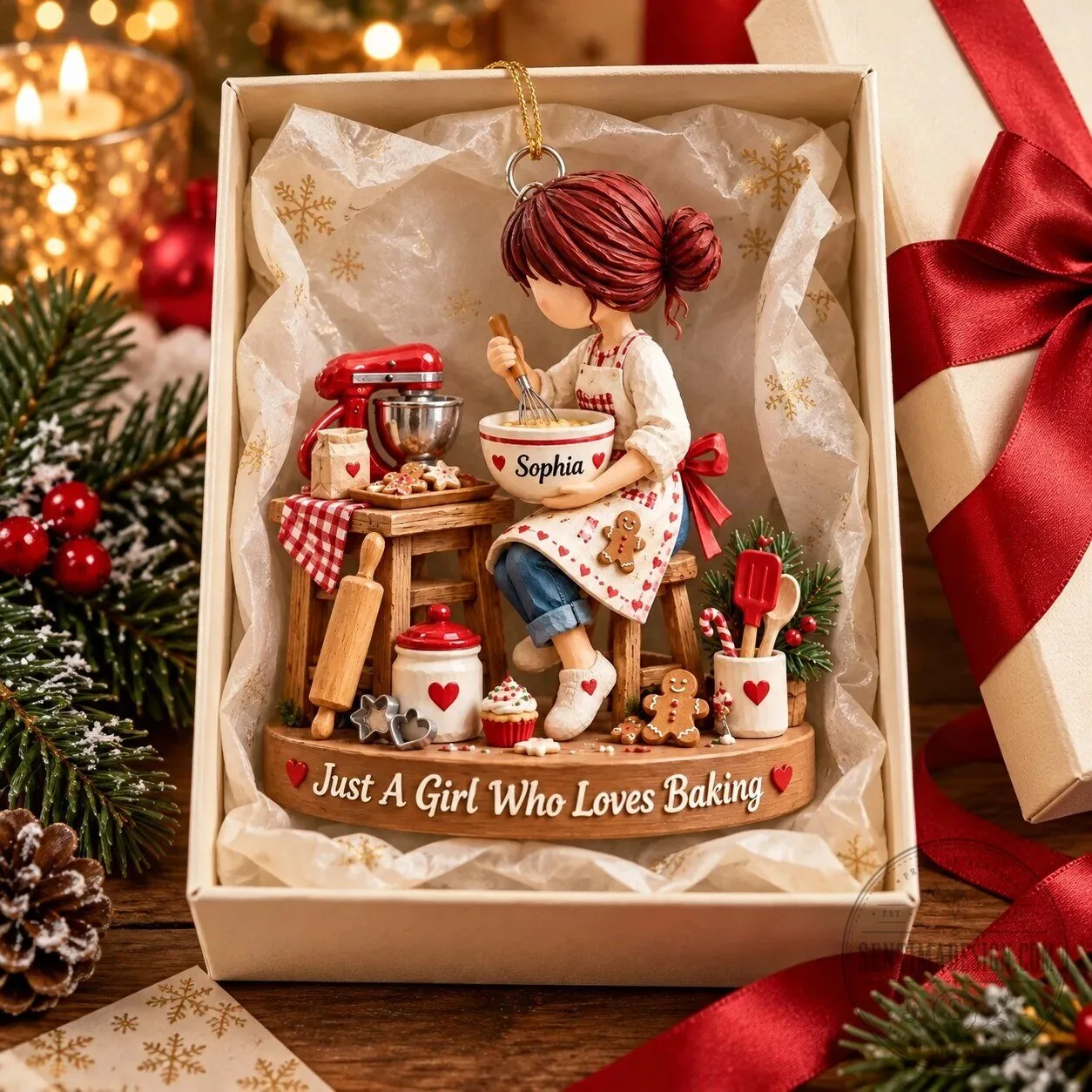 Personalized Baking Girl Christmas Tree Ornament, Just a Girl Who Loves Baking 7 Personalized Baking Girl Christmas Tree Ornament, Just a Girl Who Loves Baking