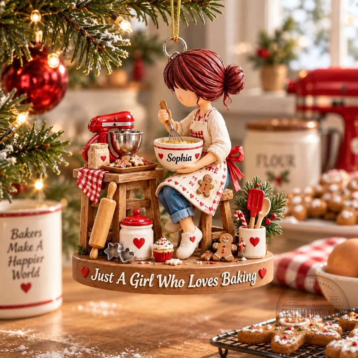 Personalized Baking Girl Christmas Tree Ornament, Just a Girl Who Loves Baking 8 Personalized Baking Girl Christmas Tree Ornament, Just a Girl Who Loves Baking