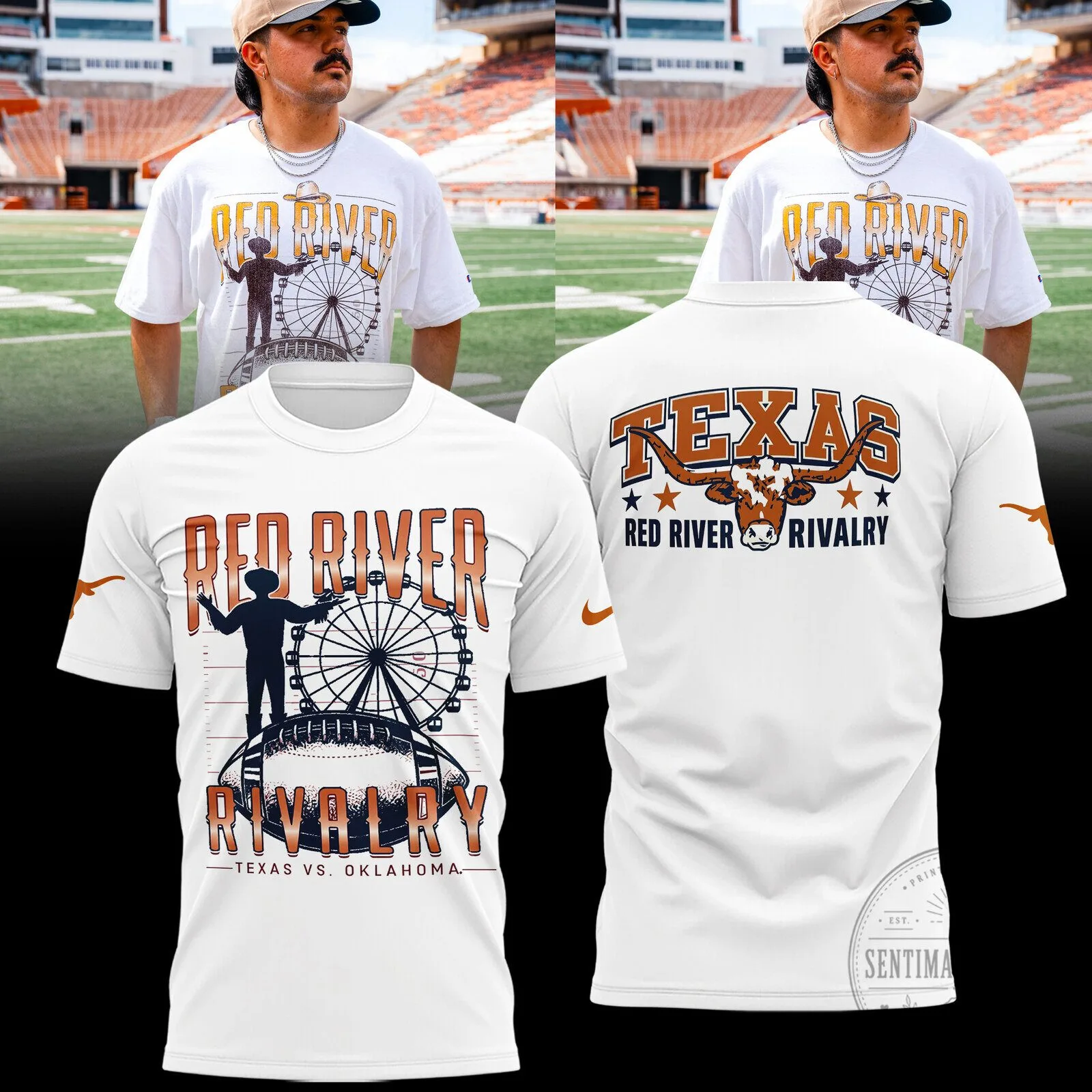 Texas Longhorns Red River Rivalry Football Game Day T-Shirt 2 Texas Longhorns Red River Rivalry Football Game Day T-Shirt