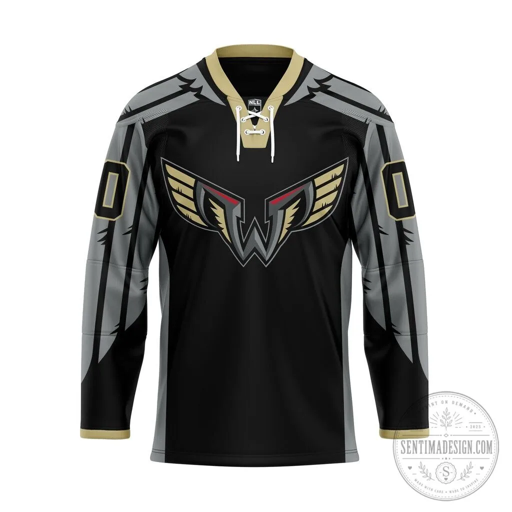 Philadelphia Wings NLL Black Lace-Up Hockey Jersey for Men