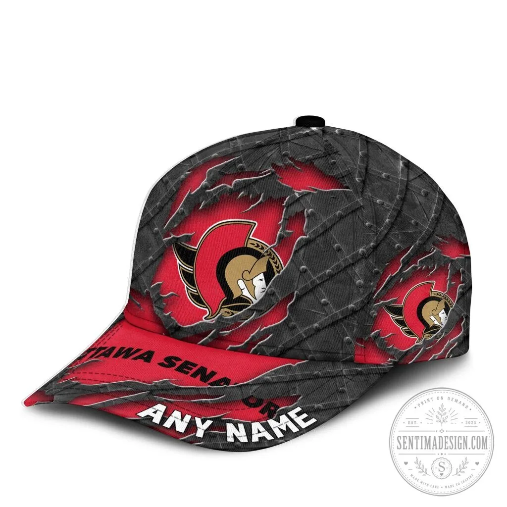 Ottawa Senators Personalized Black Metal Design Baseball Cap 9 Ottawa Senators Personalized Black Metal Design Baseball Cap